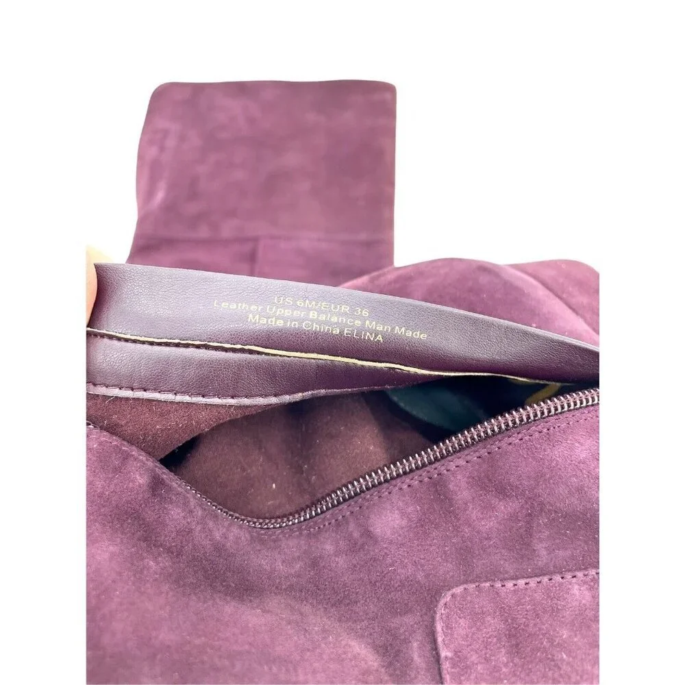 Sam Edelman Boots Elina Suede Leather Over Knee Boots Burgundy Sz 6 New